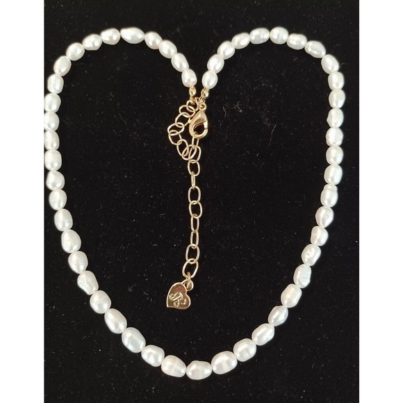 Freshwater Pearl Bead Necklace Collar or Choker Gold Tone Clasp Signed FS - Picture 1 of 6